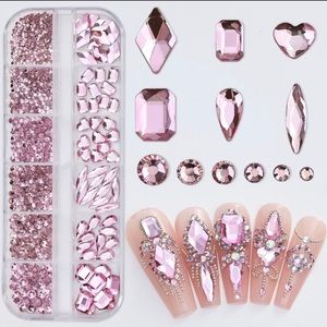 Pink Rhinestone Nail Art Set